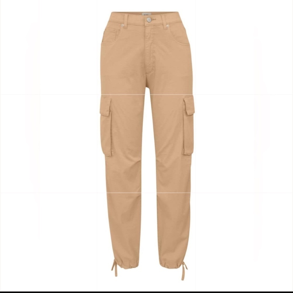 DL1961 GWEN CARGO JOGGER SIDE POCKETS TAPERED LEG COTTON TWILL SOFT BEIGE SZ 26